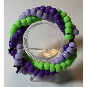 Helicoid Bead Bracelet in Purple, Lavender & Green – Handmade Pony Bead Jewelry